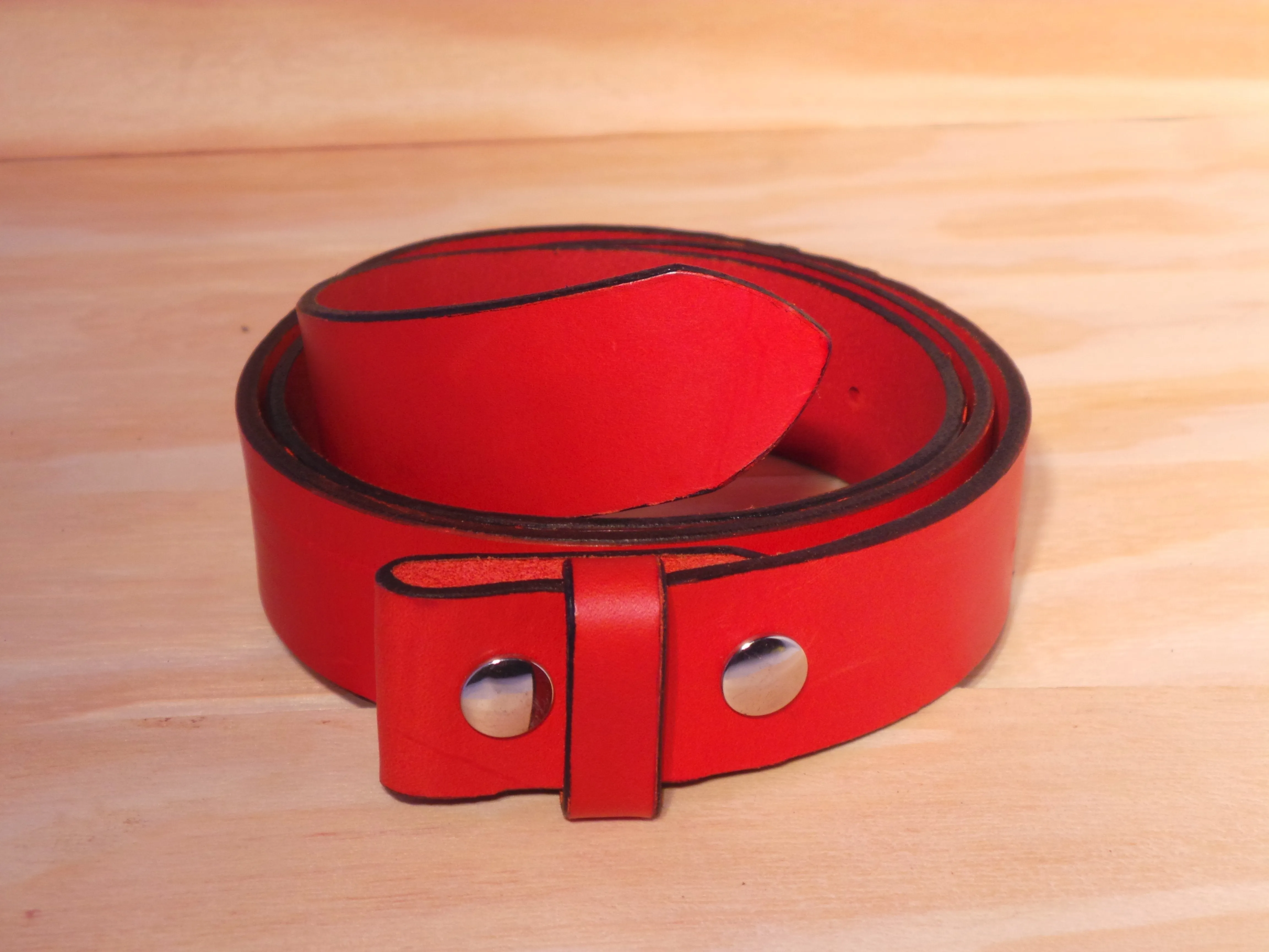 100% Real Red 1 3/4" Inch (45mm) Leather Belt Strap