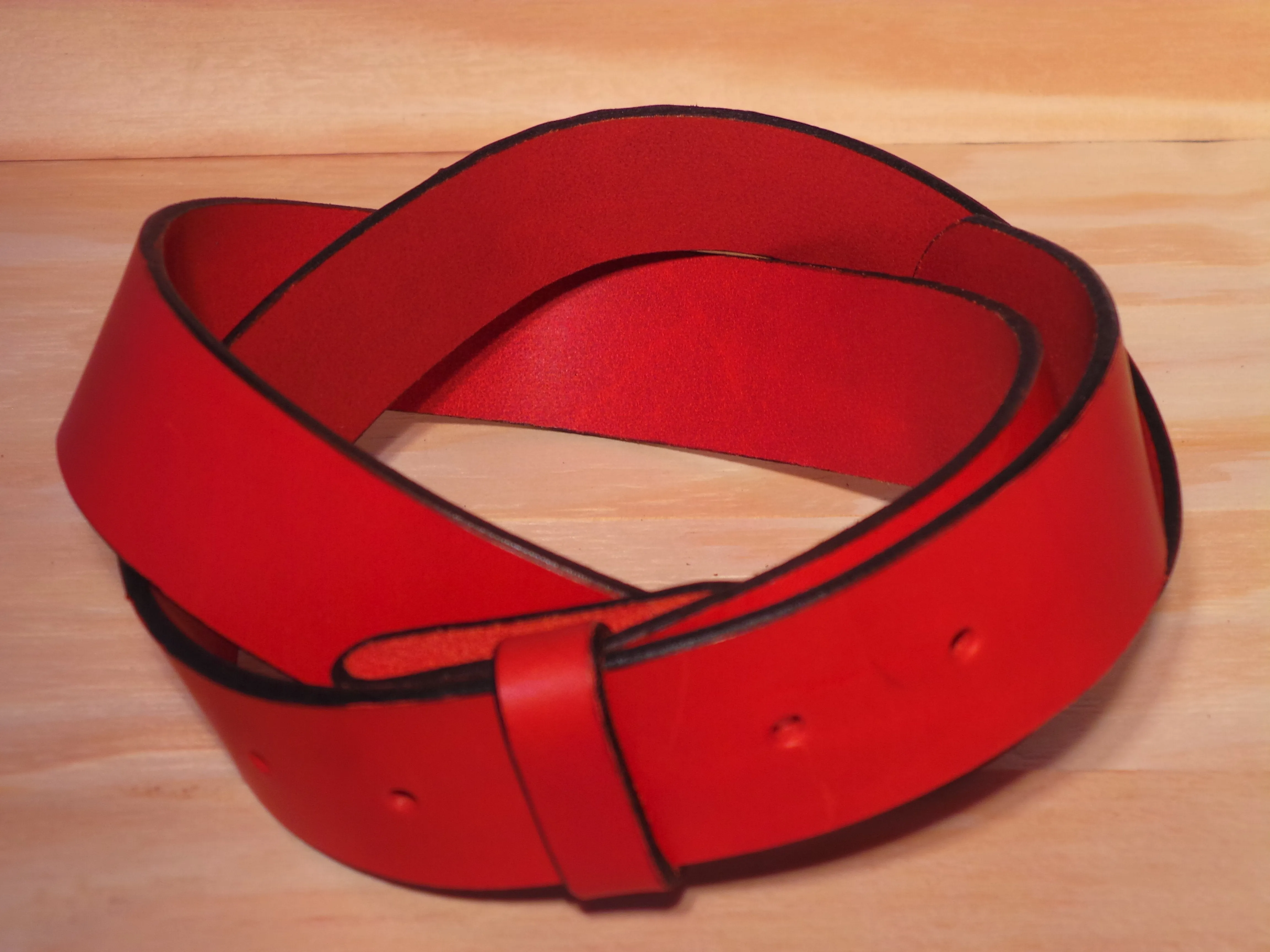 100% Real Red 1 3/4" Inch (45mm) Leather Belt Strap