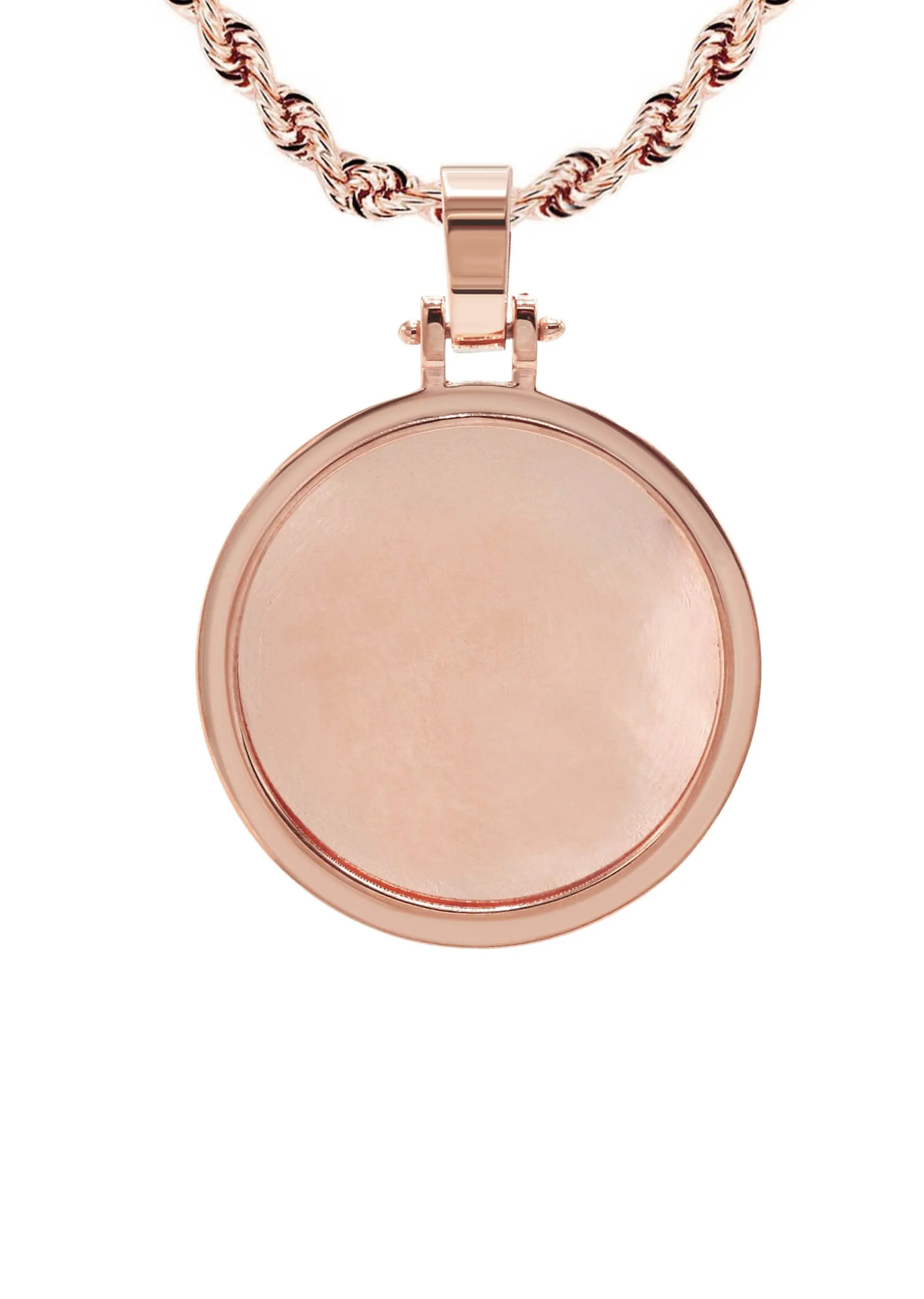 10K/14K Rose Gold Large Round Picture Pendant Necklace