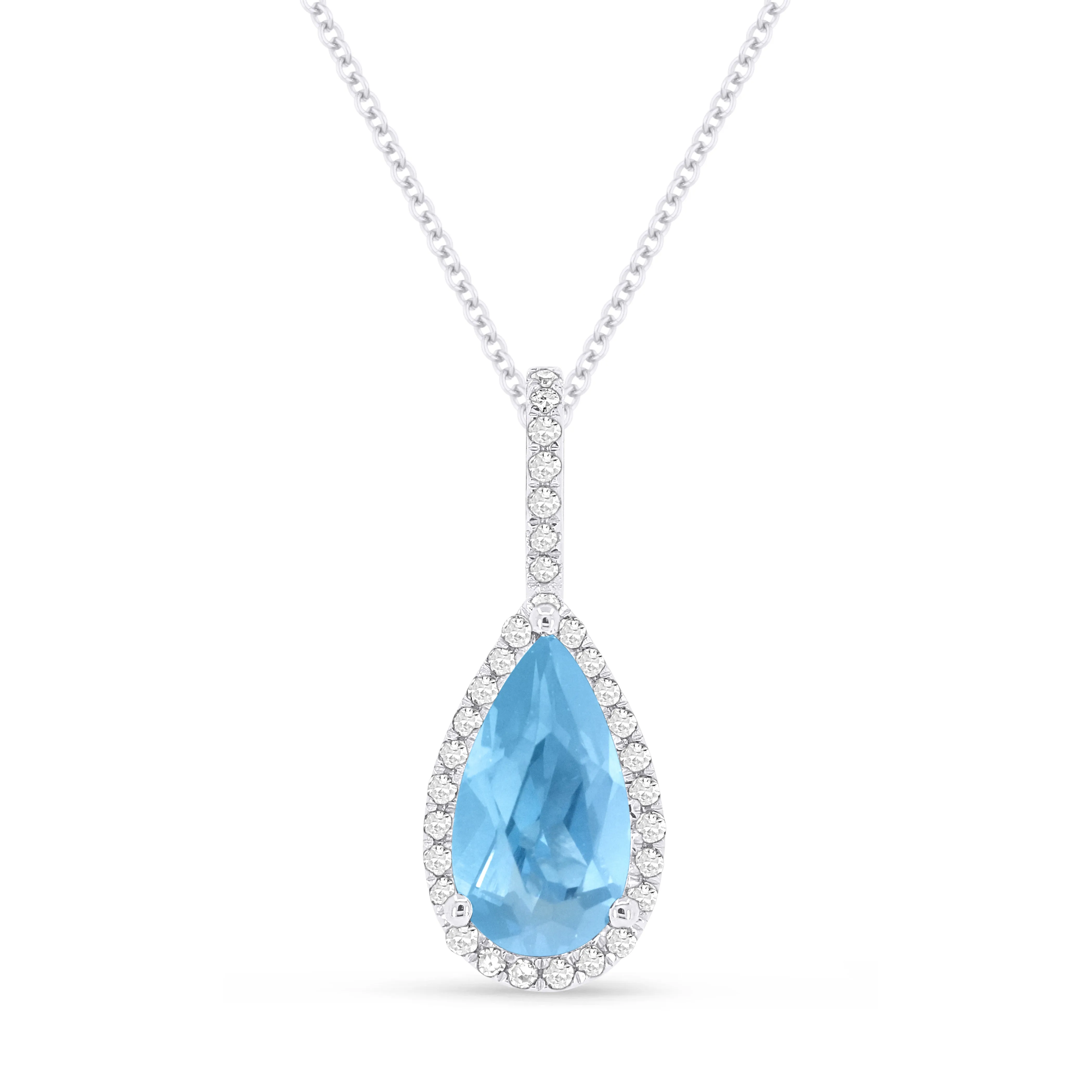 1.15ct Blue Topaz 16"Pendant Necklace in 14K White Gold