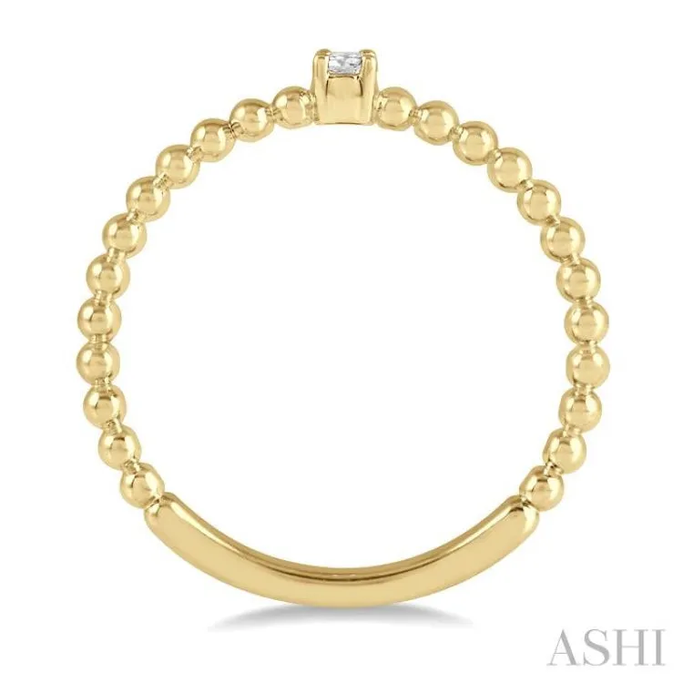 1/20 Ctw Ball Bead Shank Round Cut Diamond Petite Promise Ring in 10K Yellow Gold