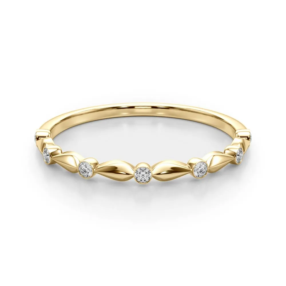 14K Bezel Set Ladies Wedding Band / Stackable Ring