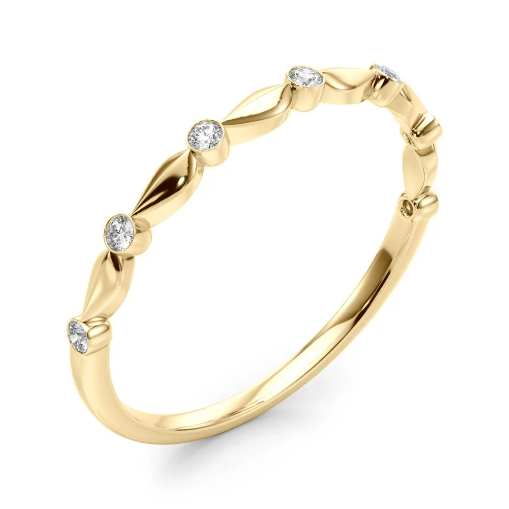 14K Bezel Set Ladies Wedding Band / Stackable Ring