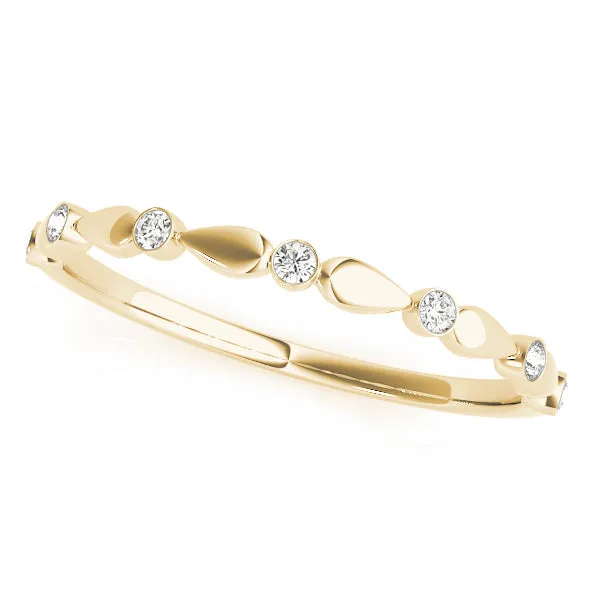 14K Bezel Set Ladies Wedding Band / Stackable Ring