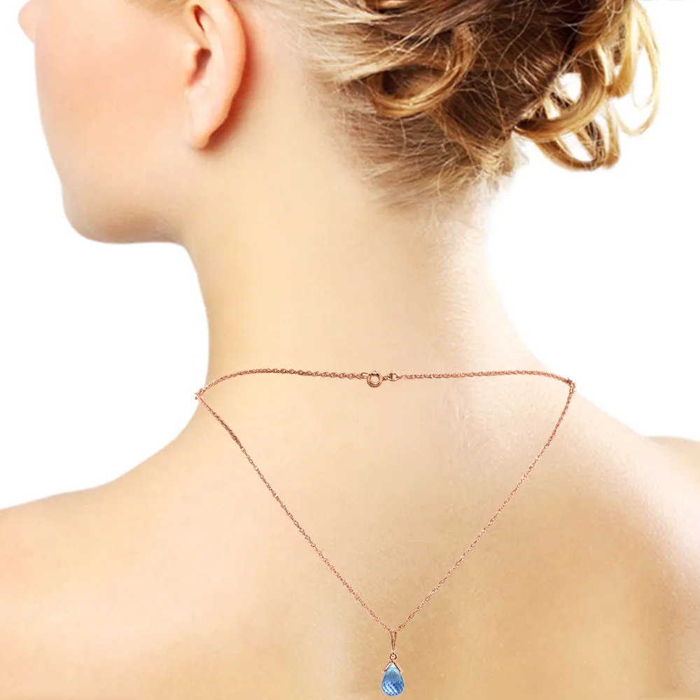 14K Solid Rose Gold Front And Back Drop Necklace w/ Briolette Blue Topaz