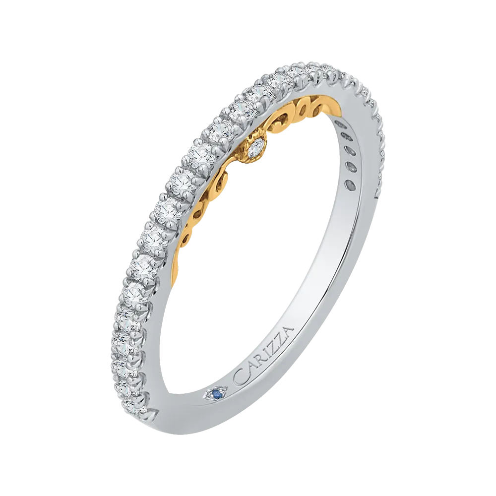 14K Two Tone Gold Round Cut Diamond Wedding Band