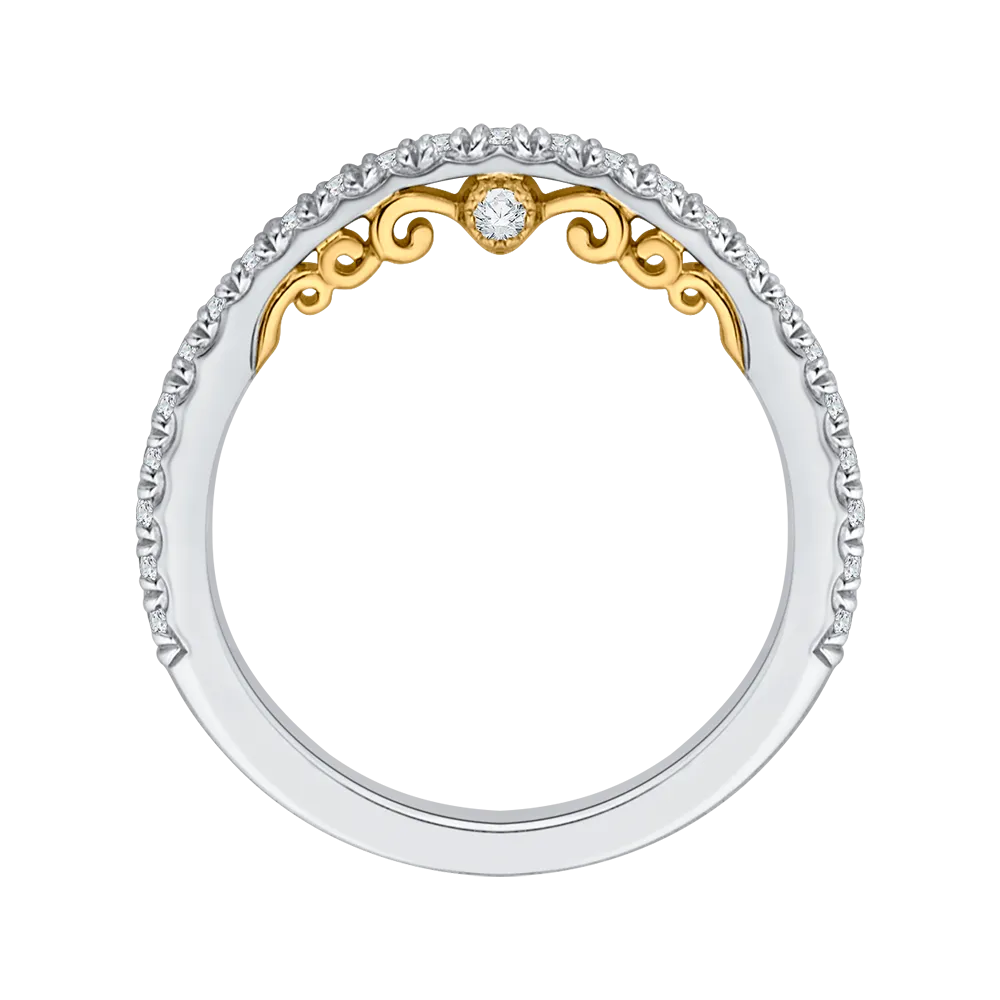 14K Two Tone Gold Round Cut Diamond Wedding Band