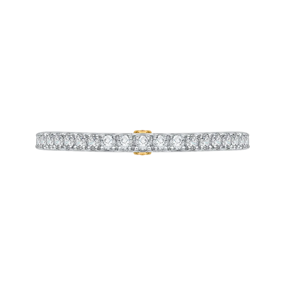 14K Two Tone Gold Round Cut Diamond Wedding Band