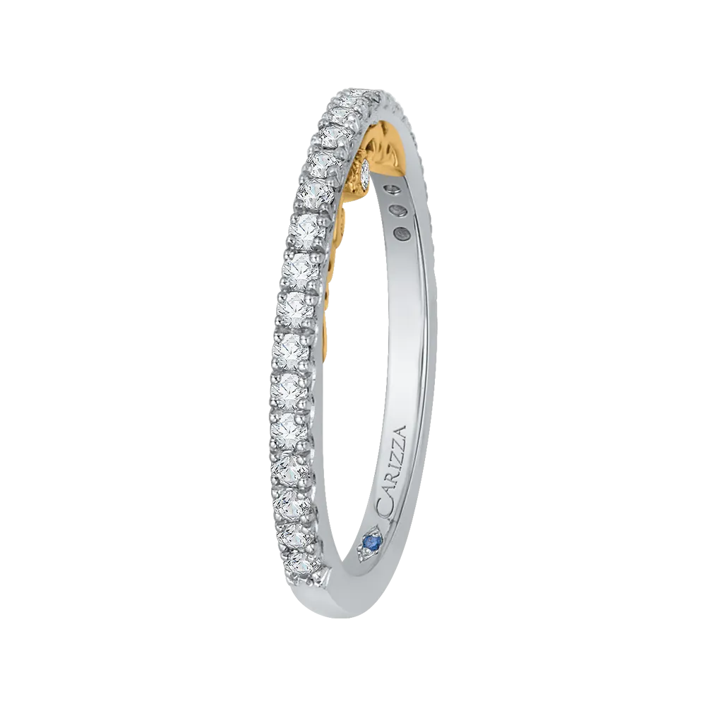 14K Two Tone Gold Round Cut Diamond Wedding Band