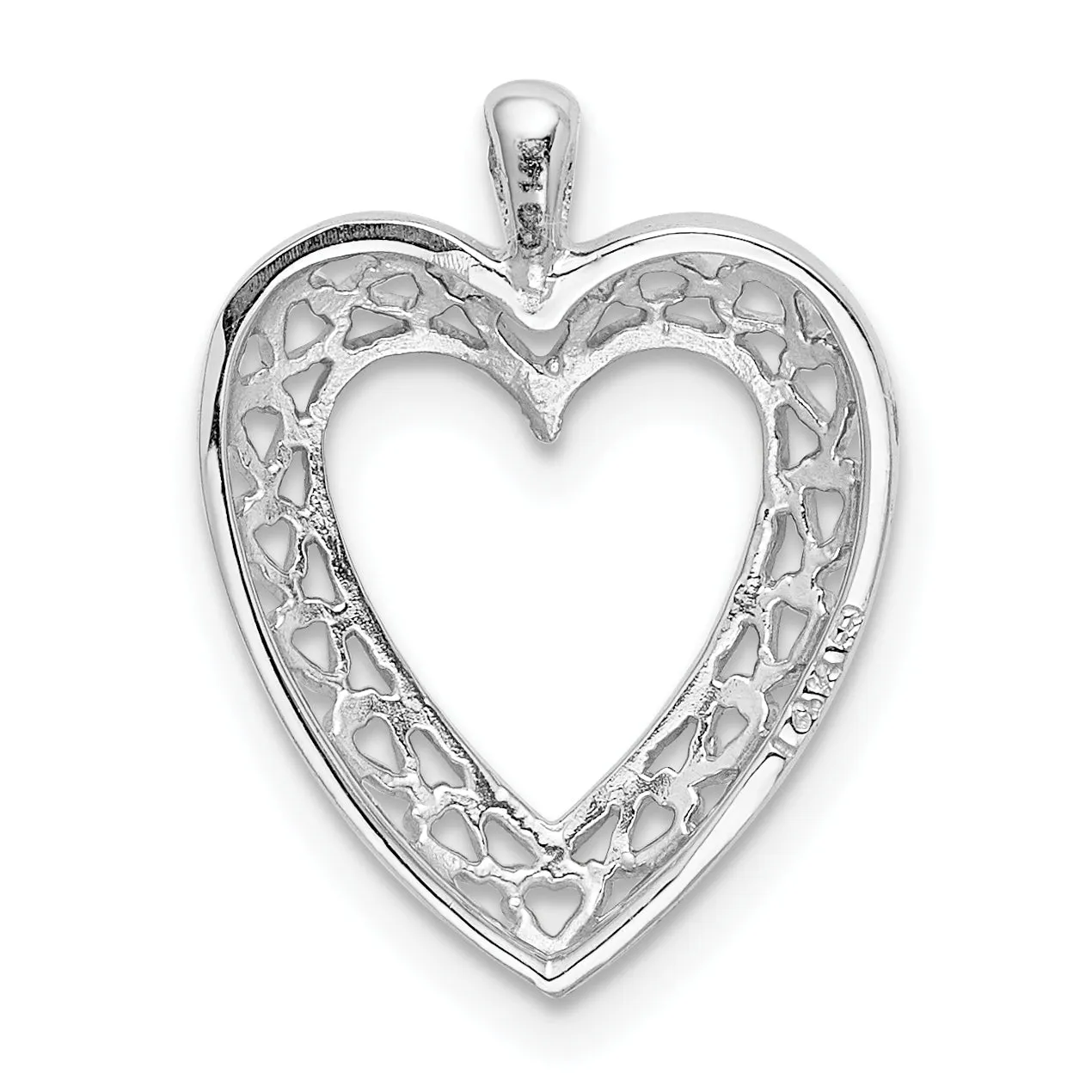 14K White Cut-Out Fancy Design Heart Pendant