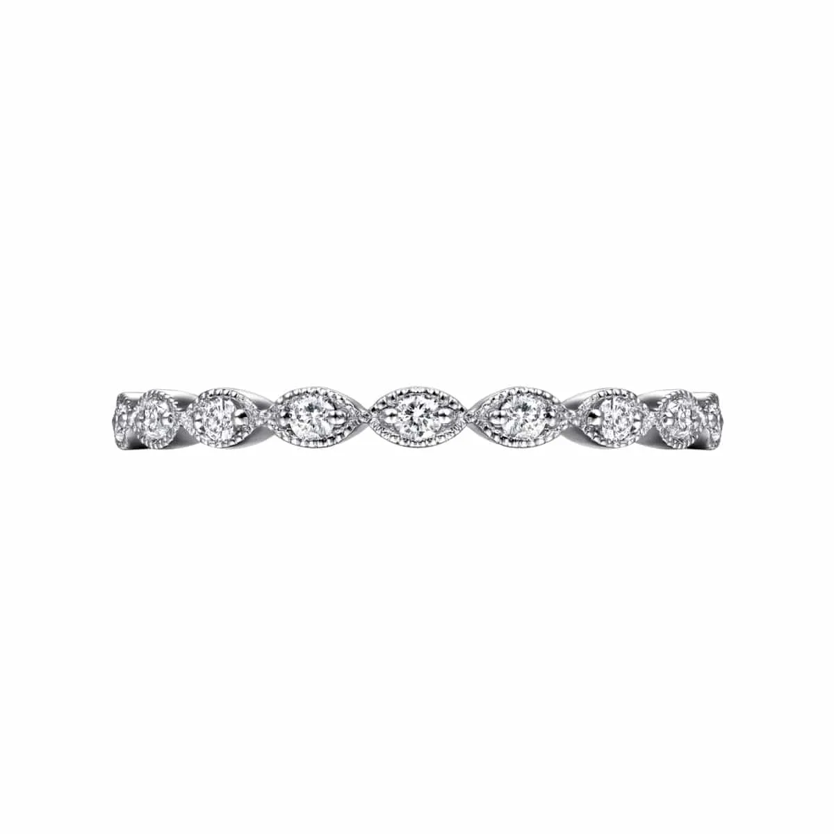 14K White Gold Marquise Station Diamond Stackable Ring - LR4794W45JJ