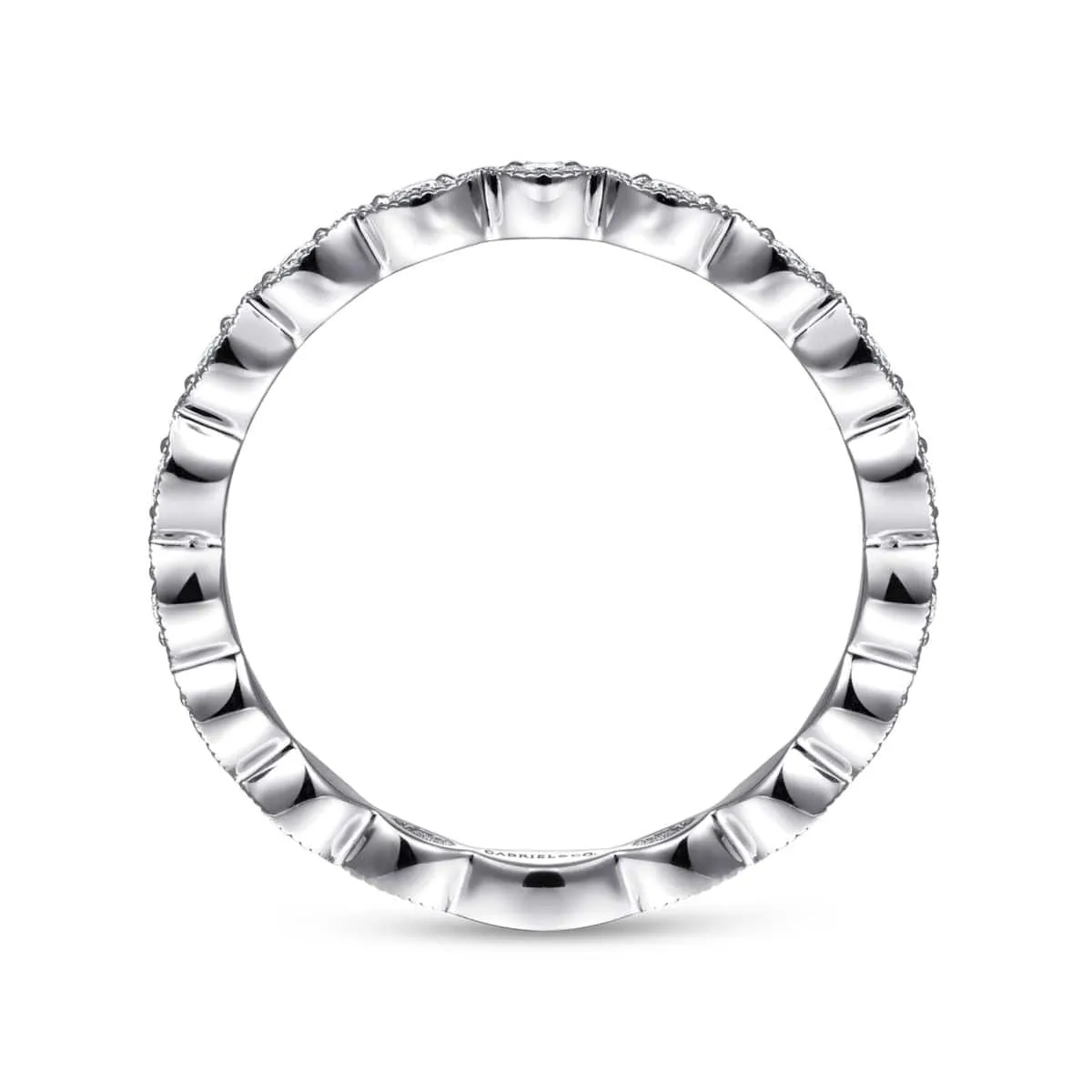 14K White Gold Marquise Station Diamond Stackable Ring - LR4794W45JJ