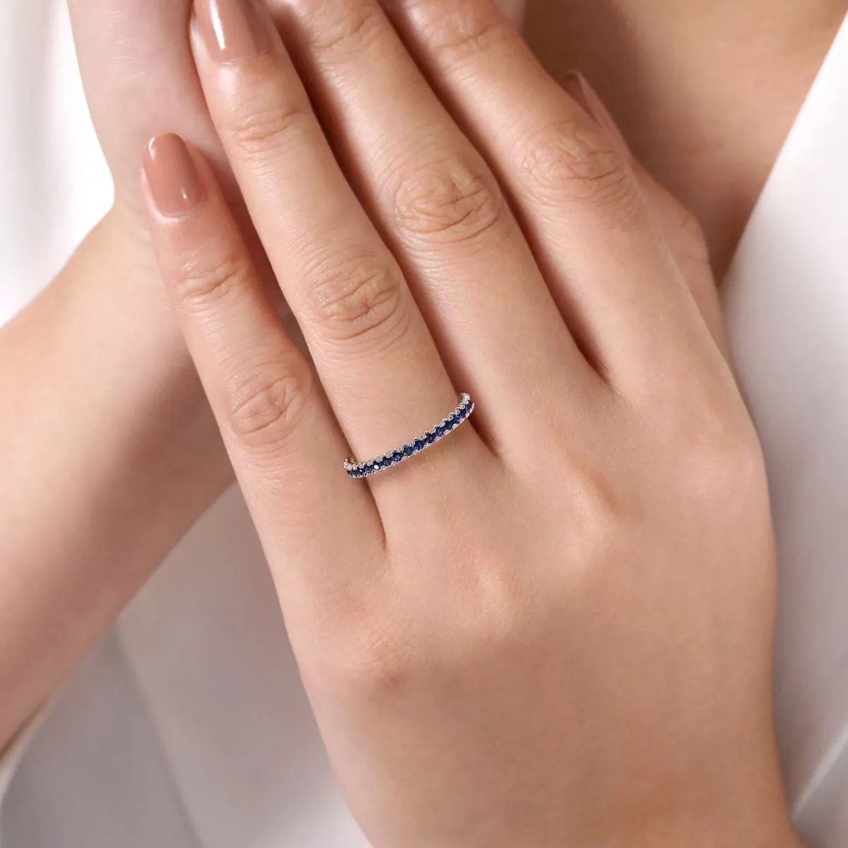 14K White Gold Sapphire Stackable Ring - LR50889W4JSA