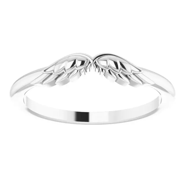 14K White Gold Stackable Angel Wings Ring