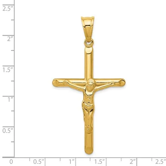 14k Yellow Gold Polished Hollow Crucifix Pendant