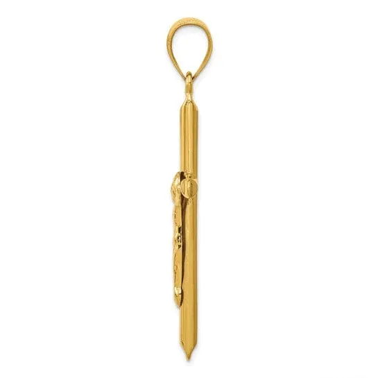 14k Yellow Gold Polished Hollow Crucifix Pendant
