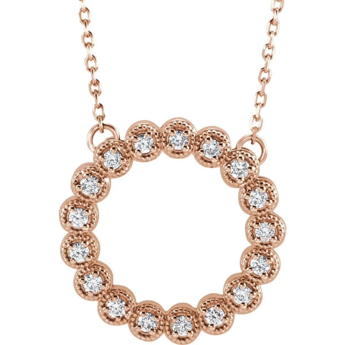 14KT GOLD 1/4CTW ROUND DIAMOND CIRCLE PENDANT