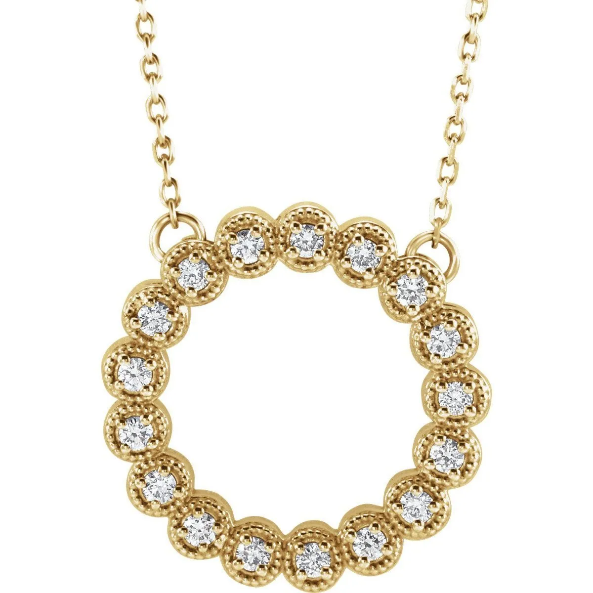 14KT GOLD 1/4CTW ROUND DIAMOND CIRCLE PENDANT