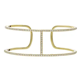 18K Yellow Gold Diamond Paris 2-Row Cuff Bracelet