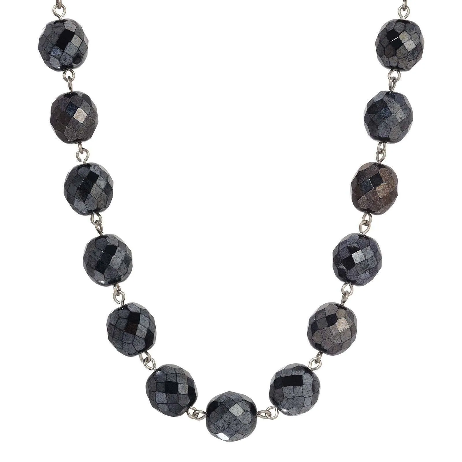 1928 Jewelry Luminous Fire Polished Crystal Glass Necklace 16"   3" Extension