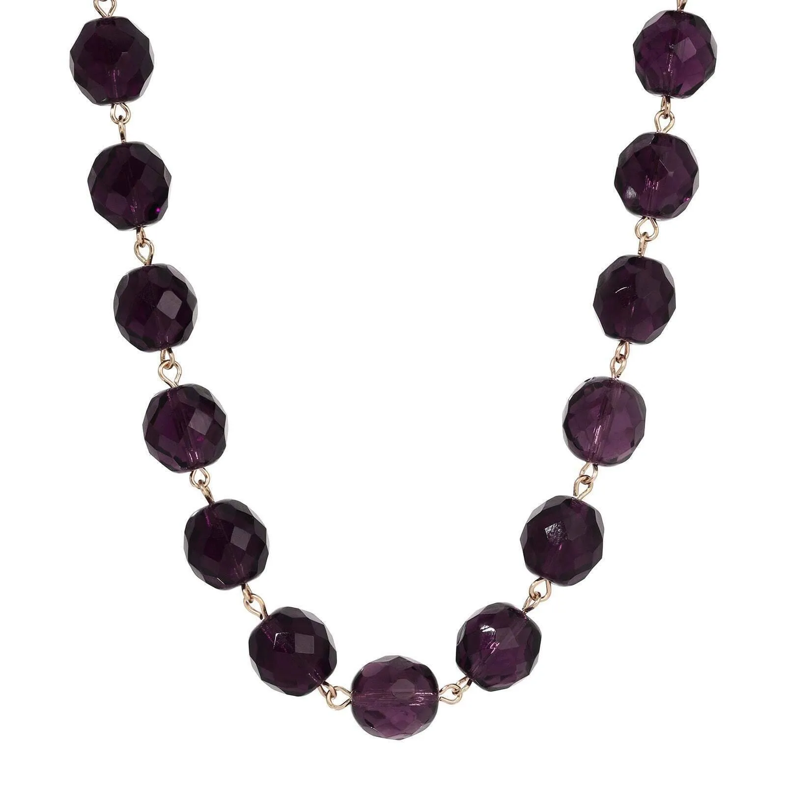 1928 Jewelry Luminous Fire Polished Crystal Glass Necklace 16"   3" Extension