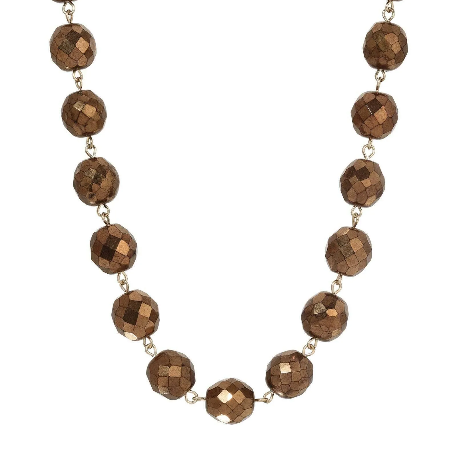 1928 Jewelry Luminous Fire Polished Crystal Glass Necklace 16"   3" Extension