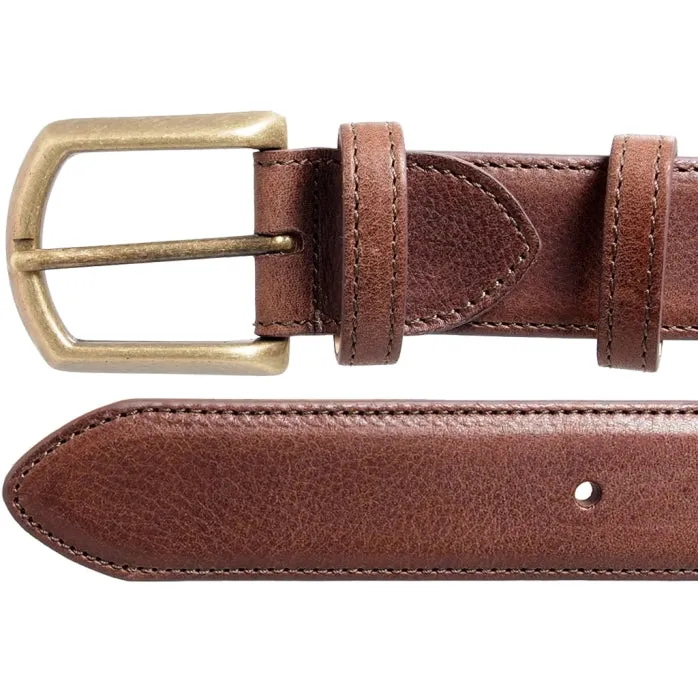 34 mm Antique Buckle Leather Belt Brown