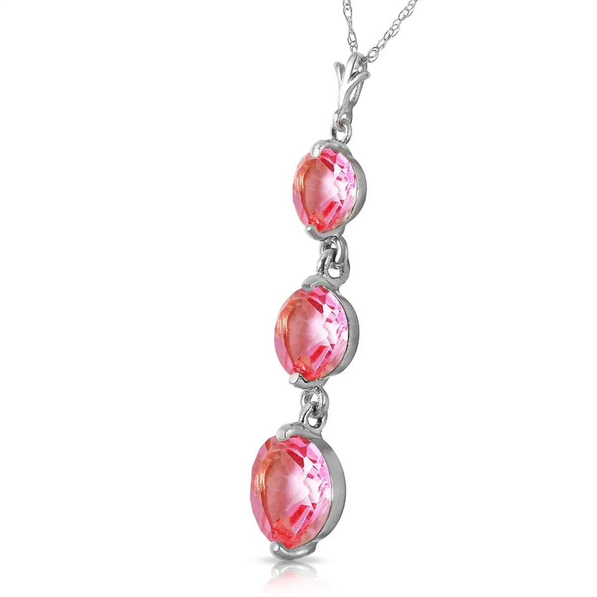 3.6 Carat 14K Solid White Gold Necklace Natural Pink Topaz