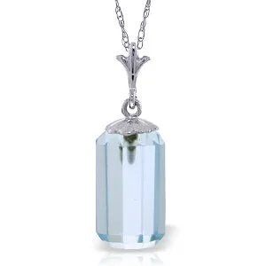 4.5 Carat 14K Solid White Gold Necklace Bullet Cut Blue Topaz