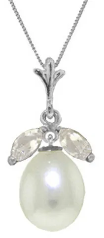 4.5 Carat 14K Solid Yellow Gold Necklace Parl White Topaz