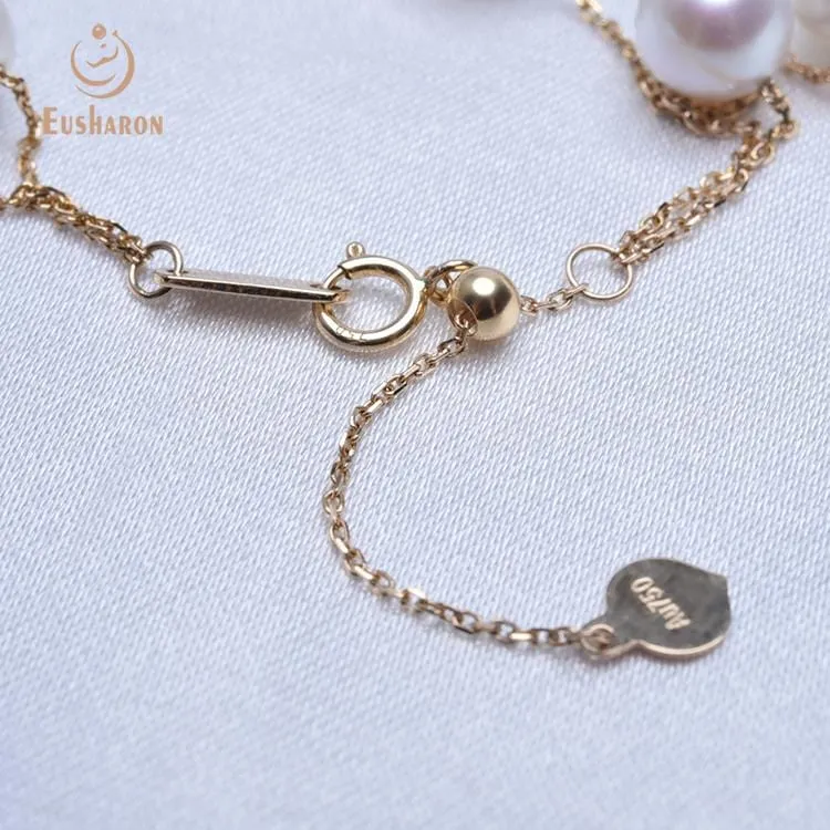 6.5-7mm White Round Freshwater AK Pearl Bracelet with 18K Chain