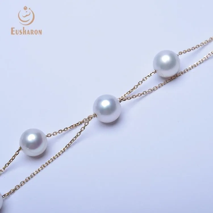 6.5-7mm White Round Freshwater AK Pearl Bracelet with 18K Chain