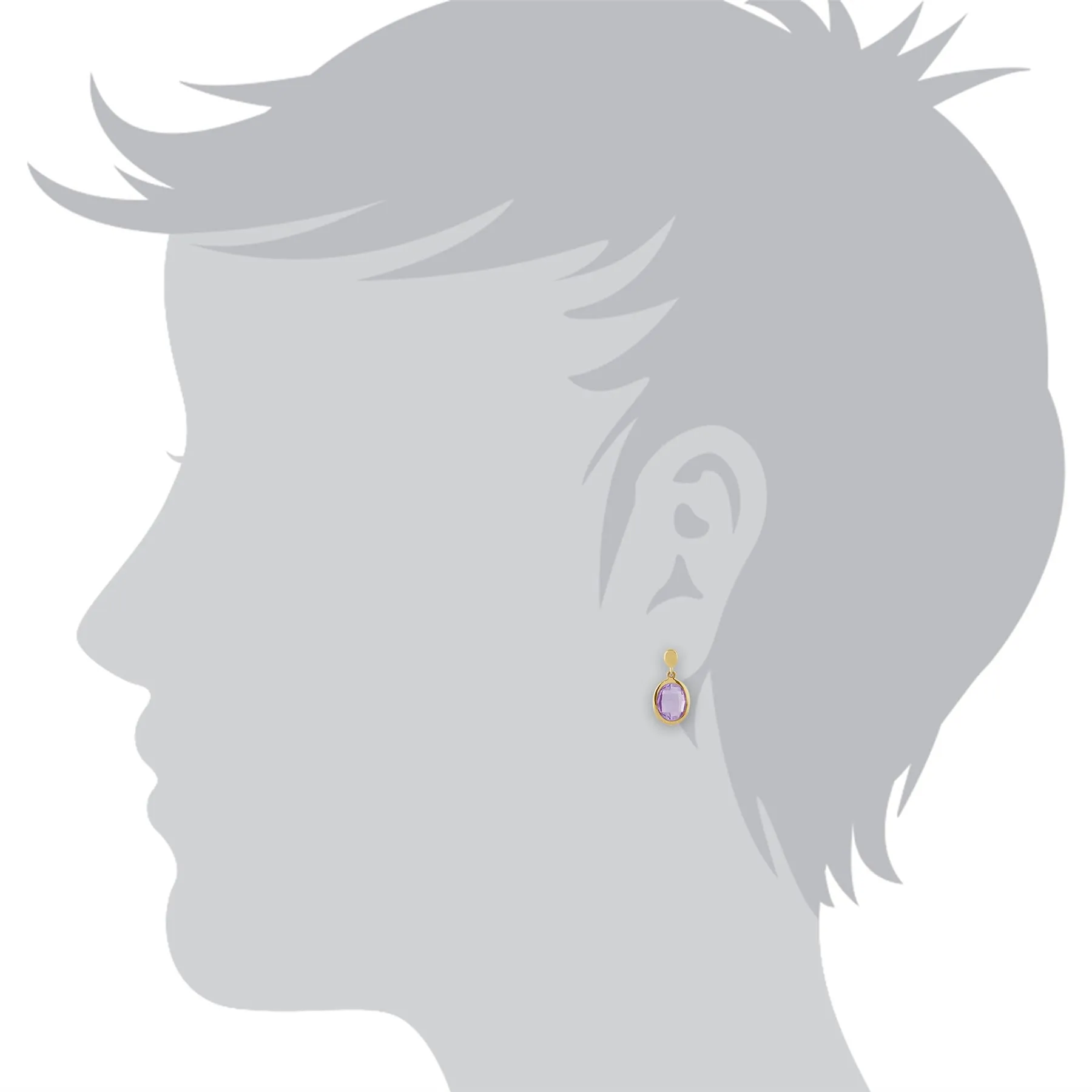 9 karat Gelbes Gold Amethyst Fallen/ Lang Ohrringe