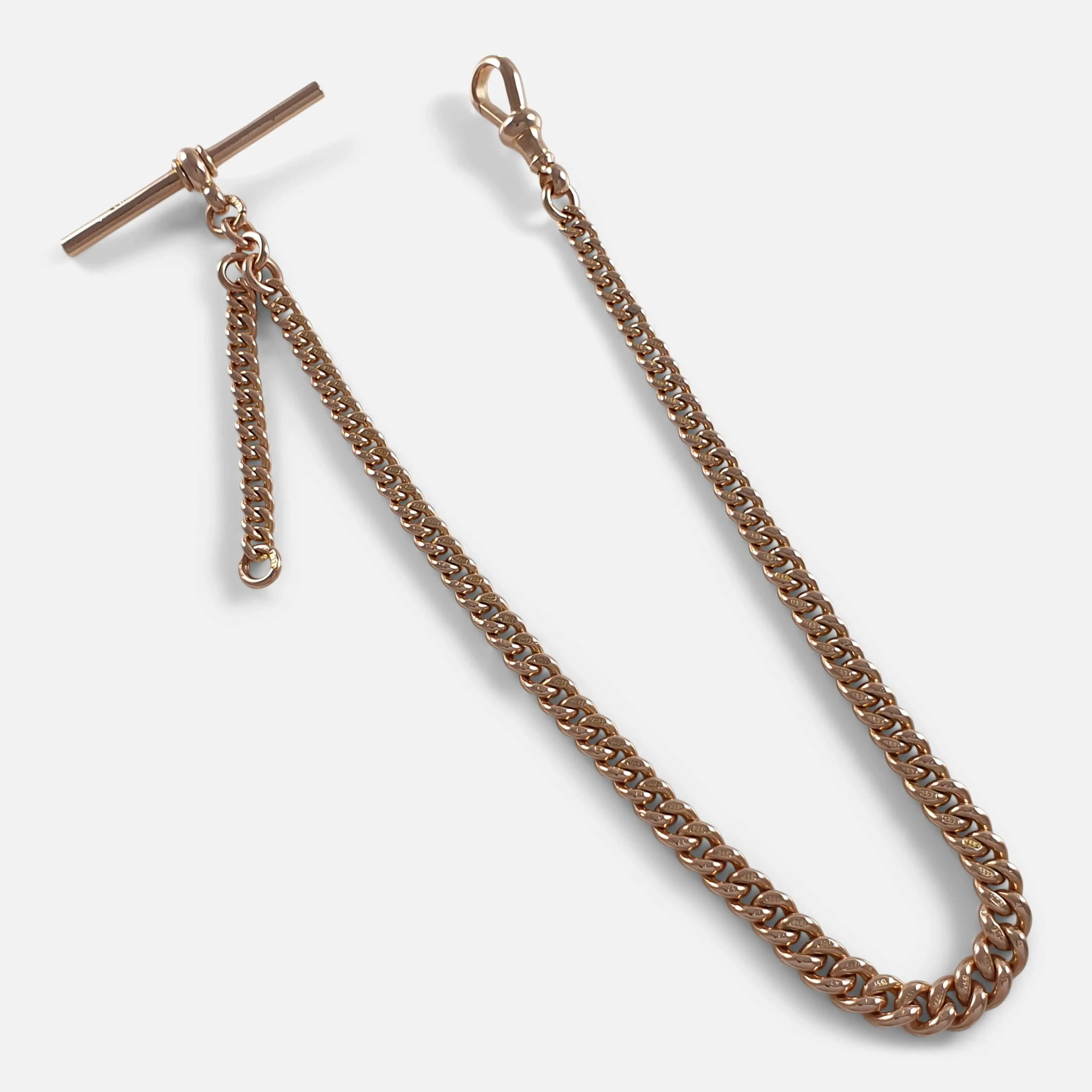 9ct Rose Gold Albert Watch Chain - 30.4 grams