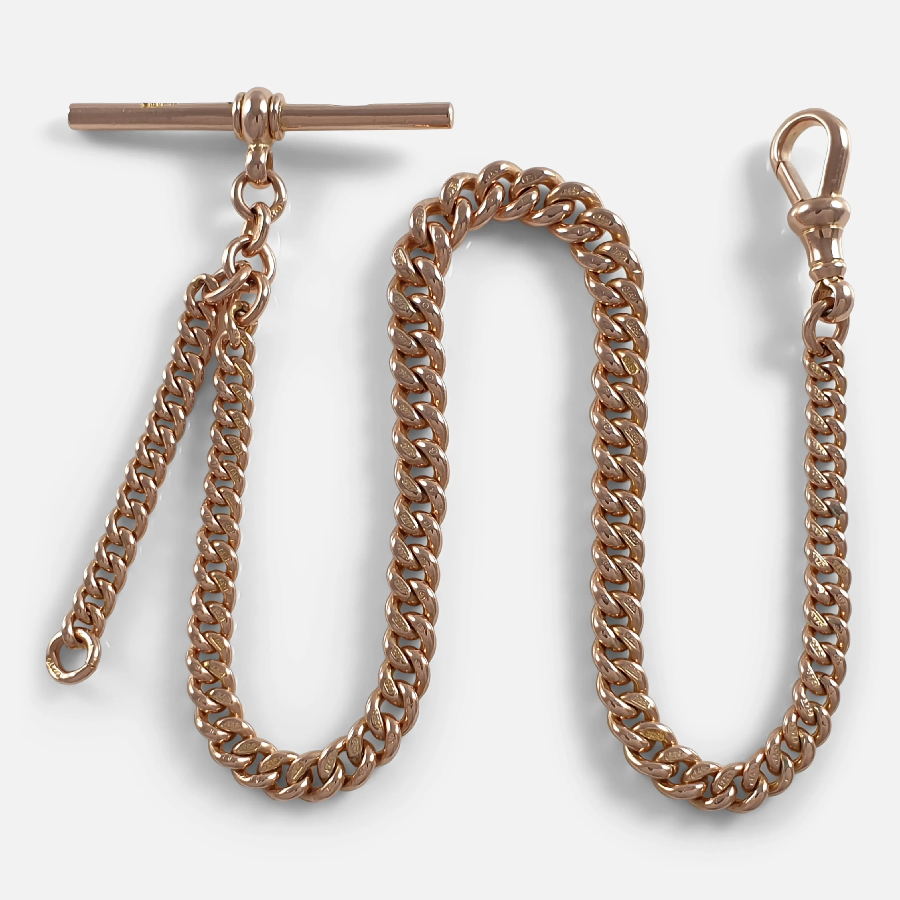 9ct Rose Gold Albert Watch Chain - 30.4 grams