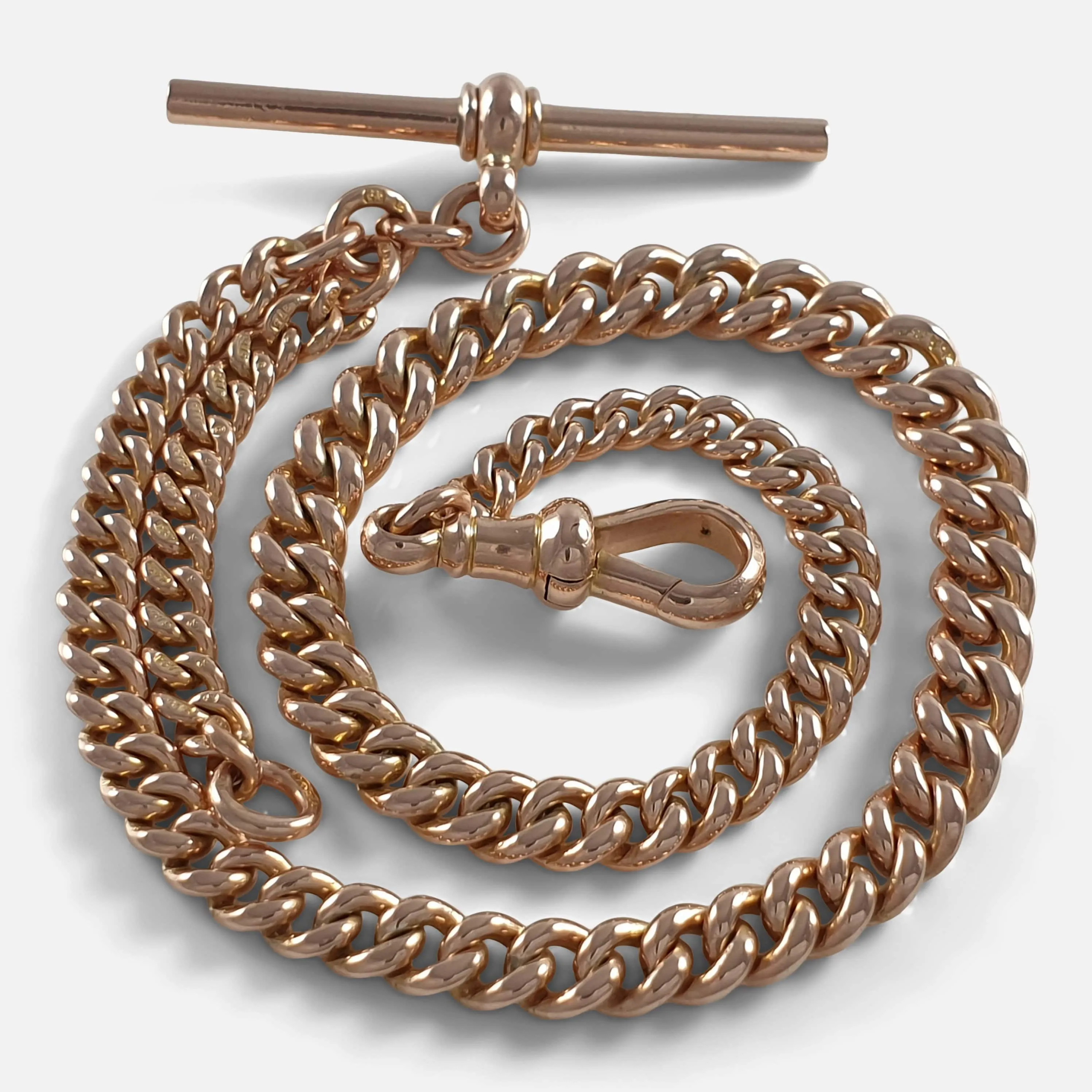 9ct Rose Gold Albert Watch Chain - 30.4 grams