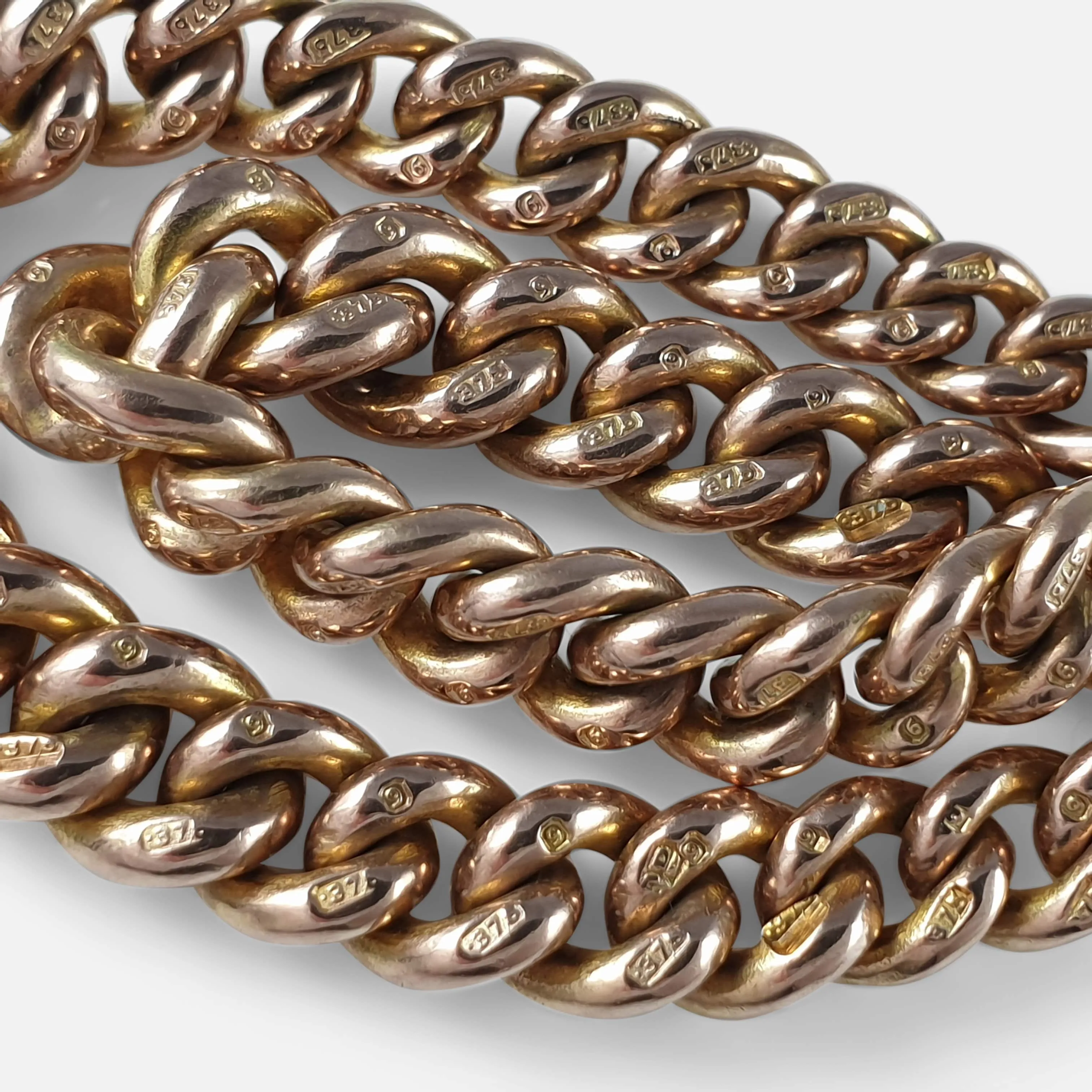 9ct Rose Gold Double Albert Watch Chain, 46.4 Grams