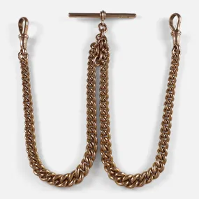 9ct Rose Gold Double Albert Watch Chain, 46.4 Grams