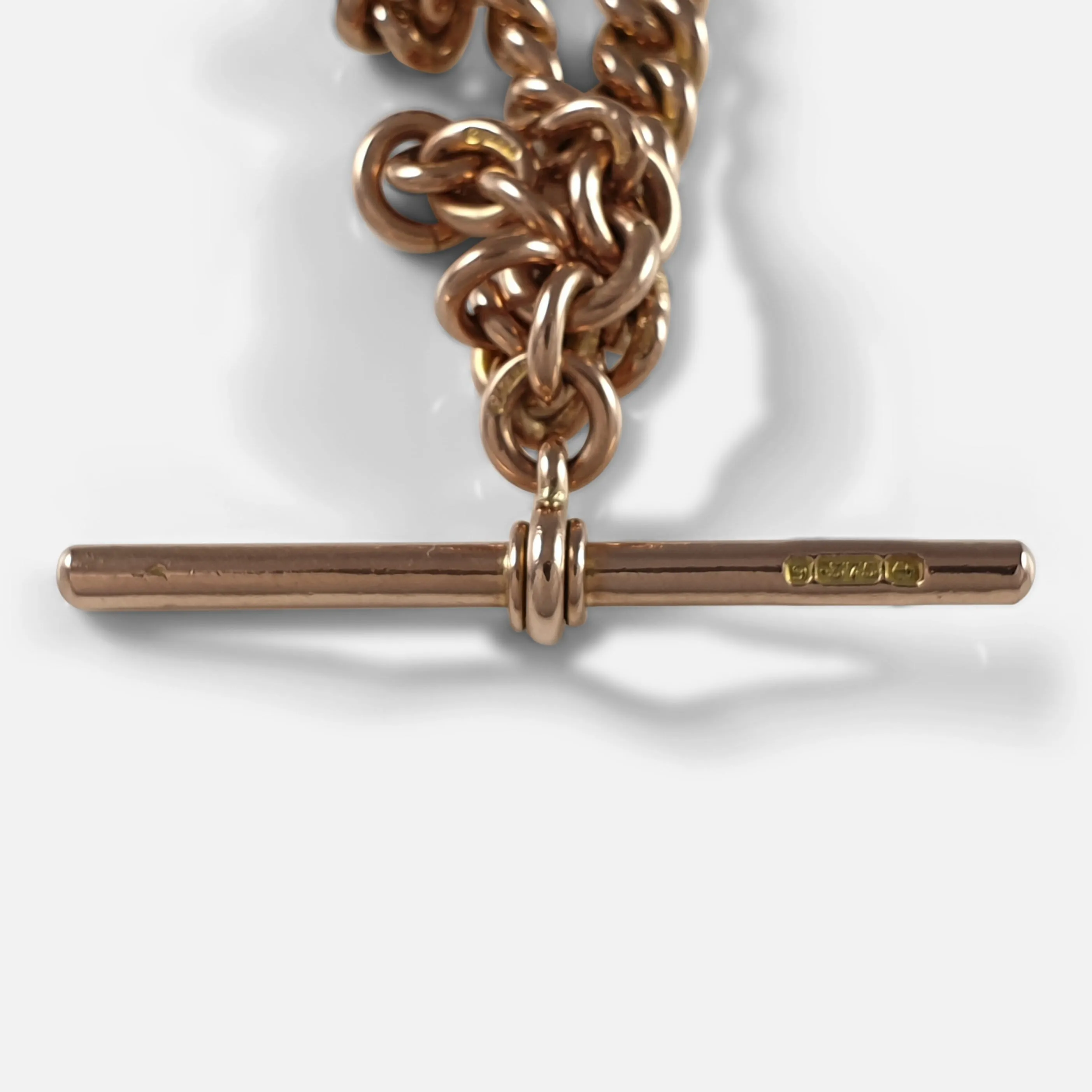 9ct Rose Gold Double Albert Watch Chain, 46.4 Grams