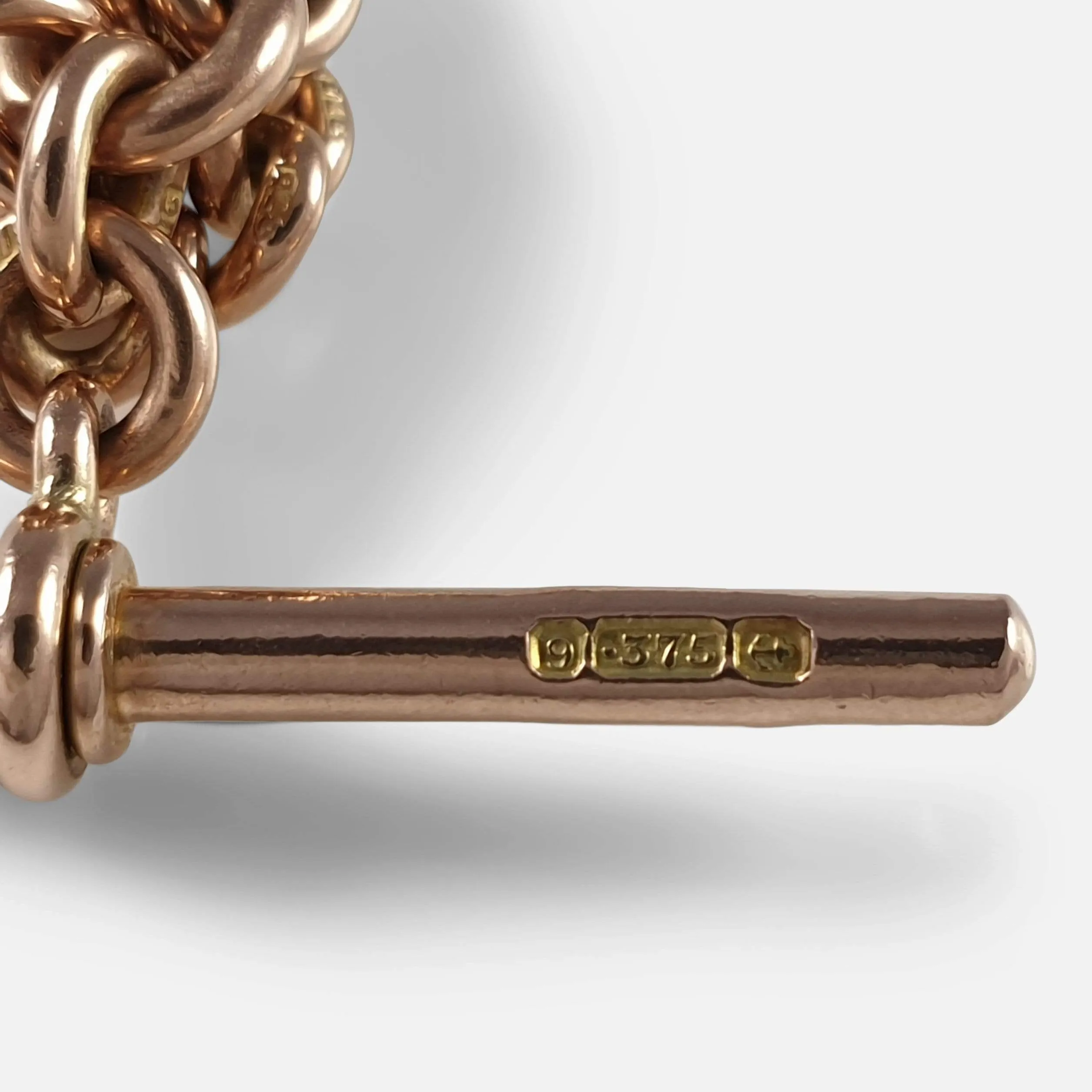 9ct Rose Gold Double Albert Watch Chain, 46.4 Grams