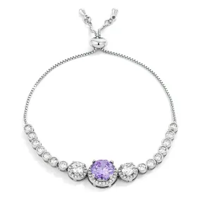 Abigail Lt Amethyst Graduated CZ Bolo Slider Bracelet