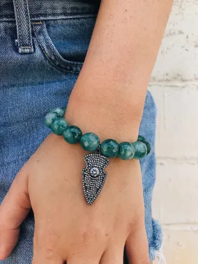 Agate Bracelet // CZ Arrow Charm