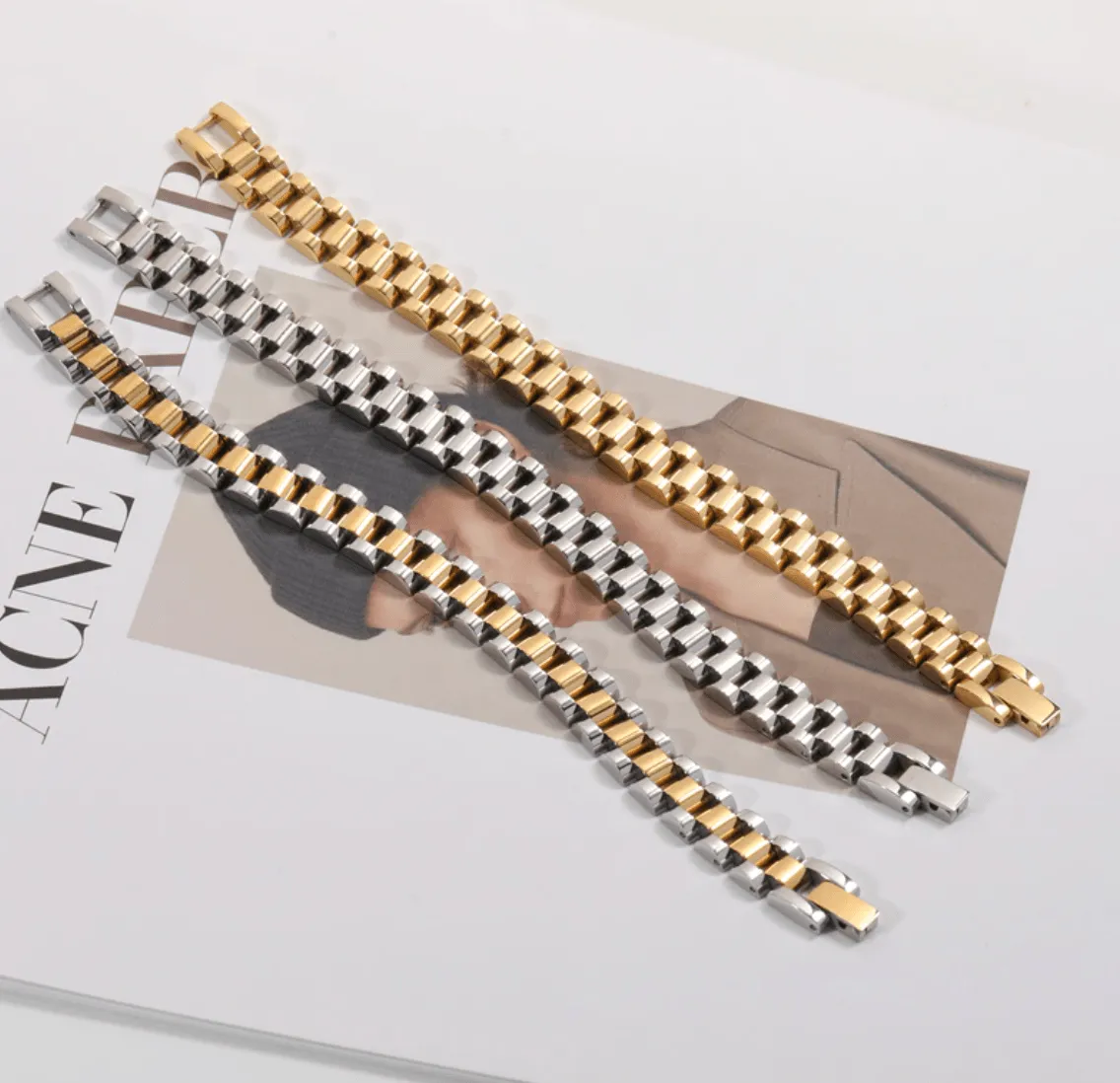Aiden: Bold Fusion - Gold & Silver Panther Chain Bracelet