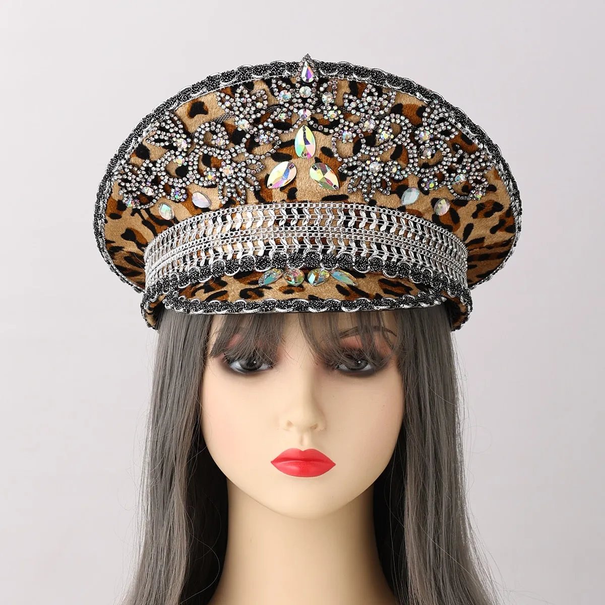 Animal Print Rhinestone Hat