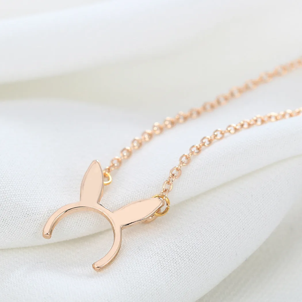 Animal Rabbit Ear Pendant Clavicle Necklace Female