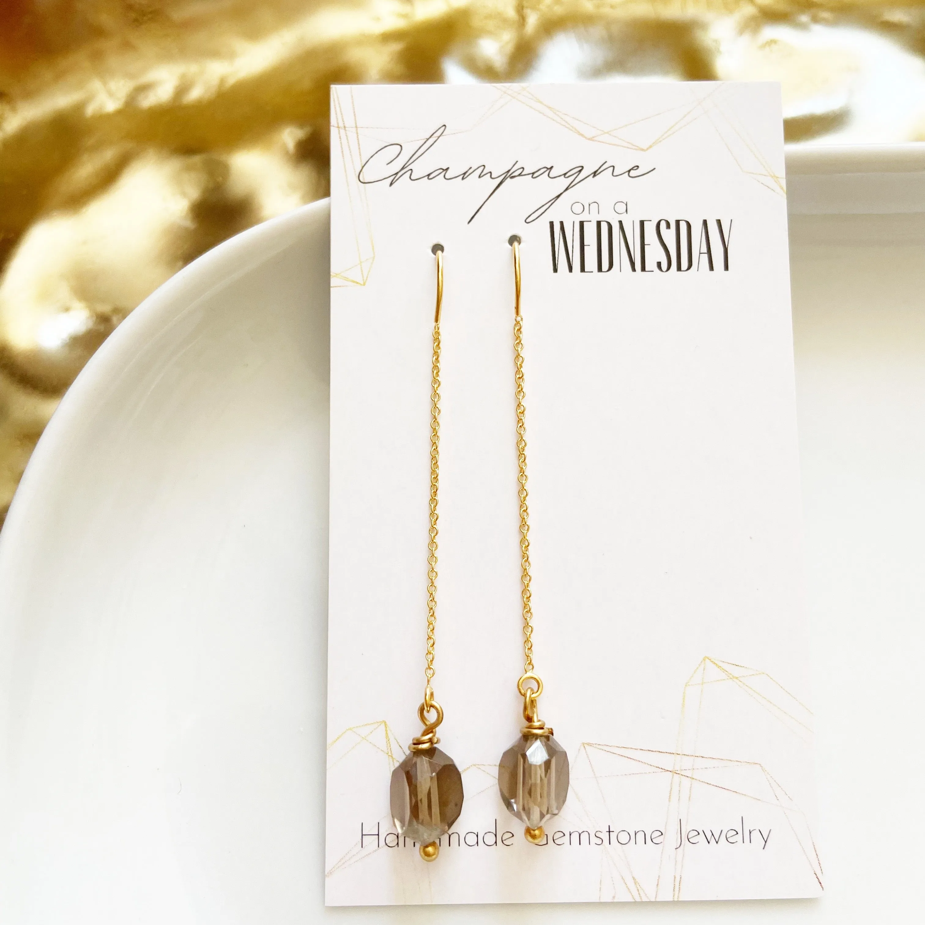 Architect- Smoky Quartz Threader Earrings