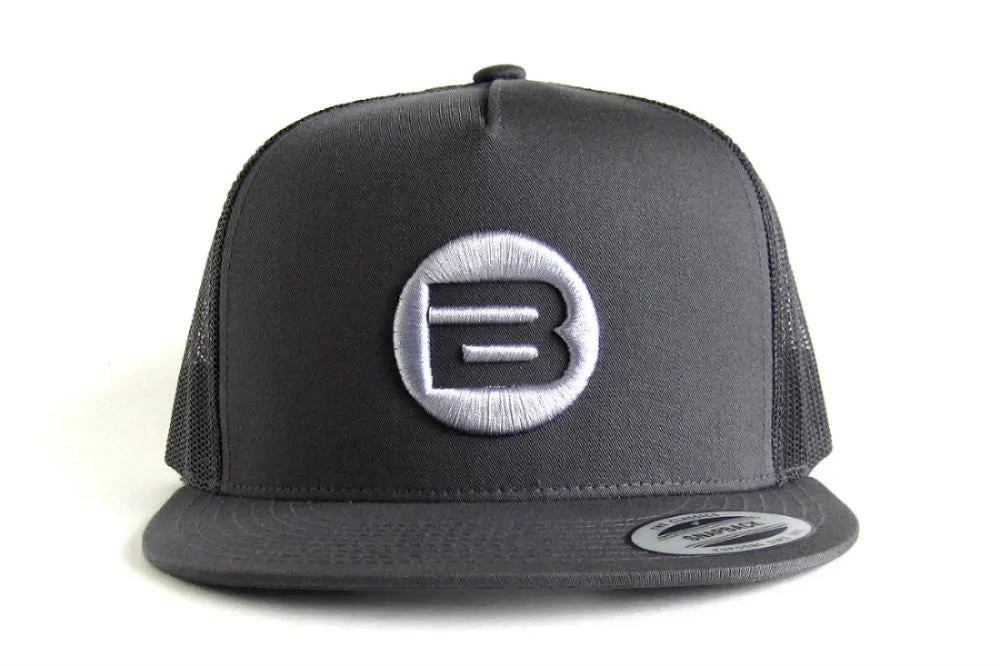 B Logo Cap, Gray Mesh Hat