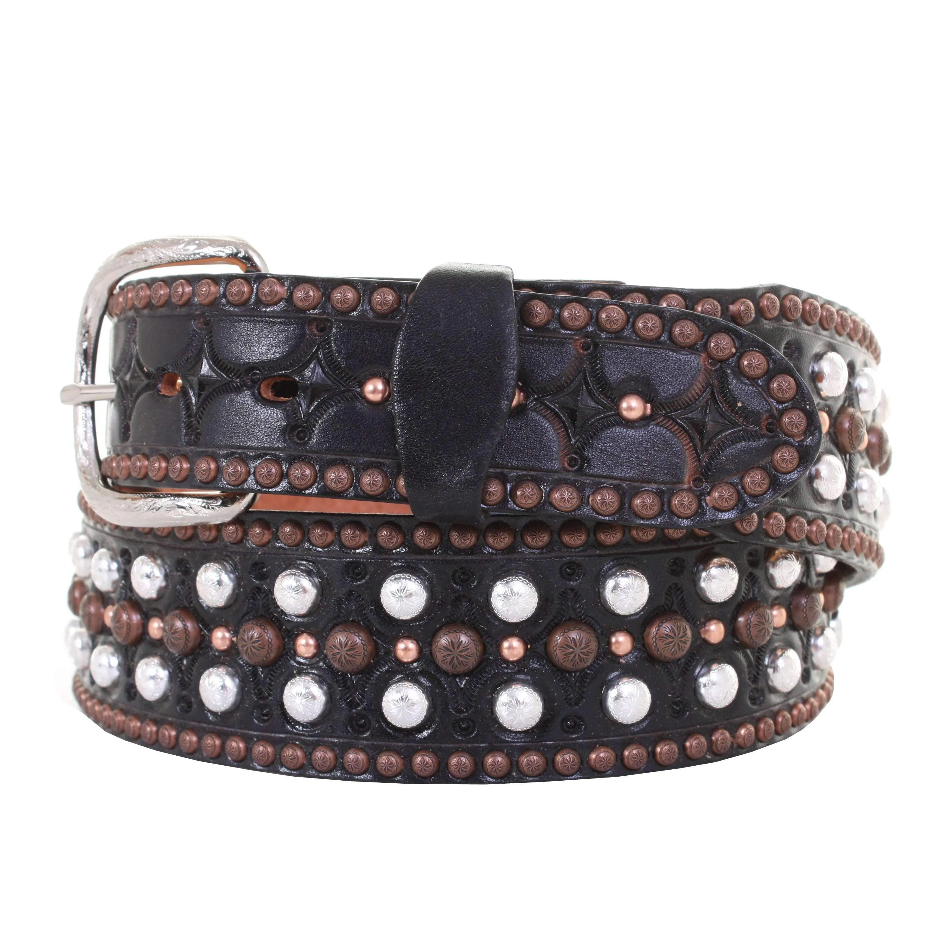B081A - Black Leather Tooled Belt
