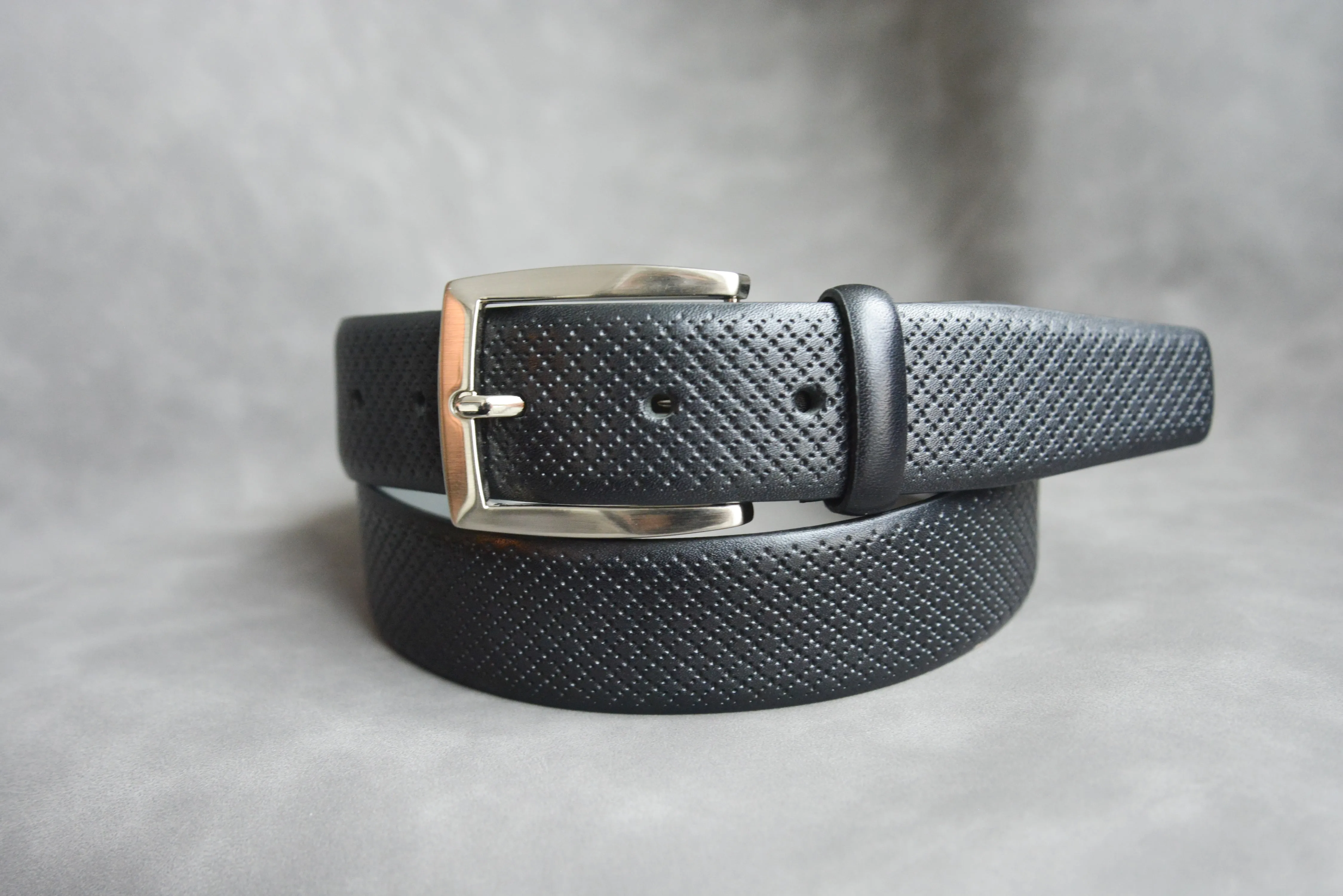 B19 Leather Diagonal Perforated Belt
