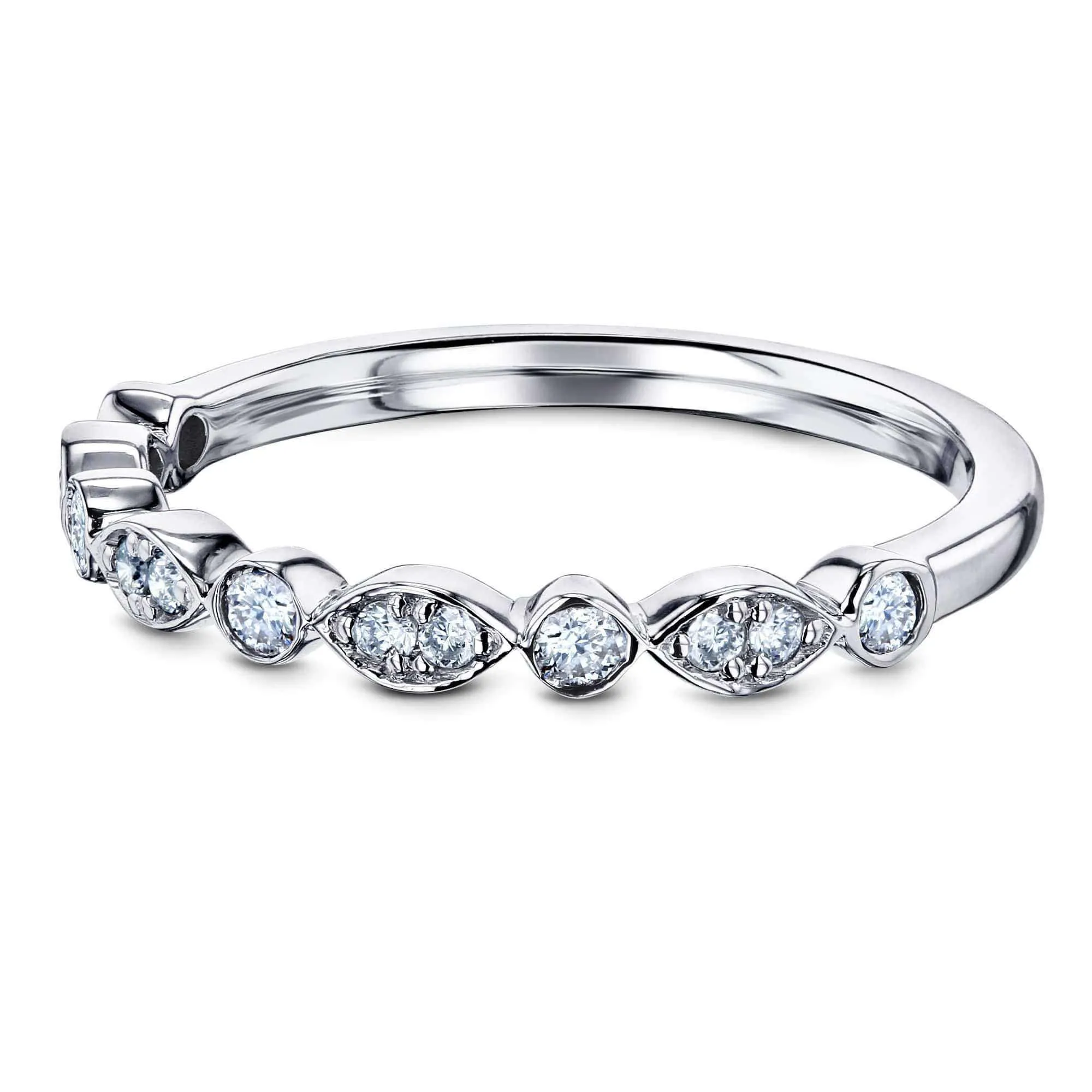 Bezel Pave Diamond Bead-Patterned Gold Band